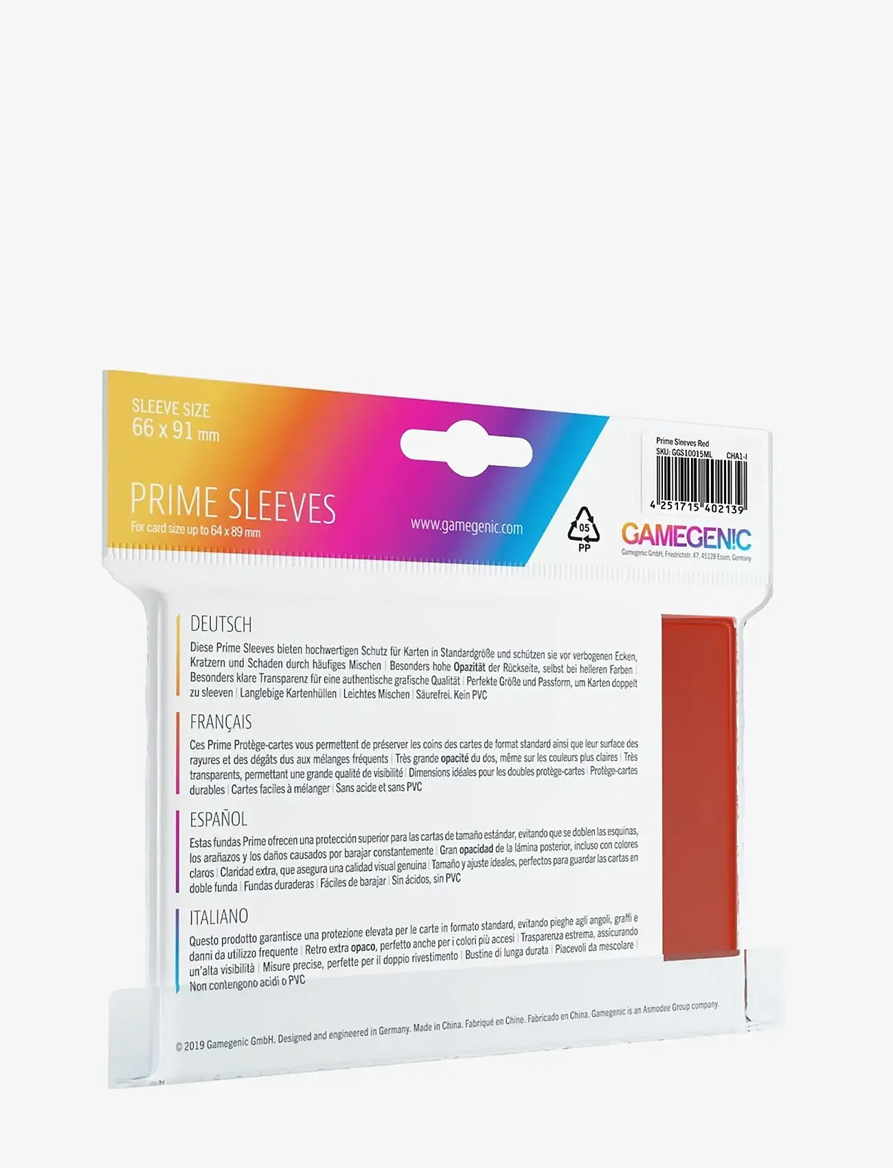 Gamegenic - Prime Sleeves Red - samlarkort - red - 1