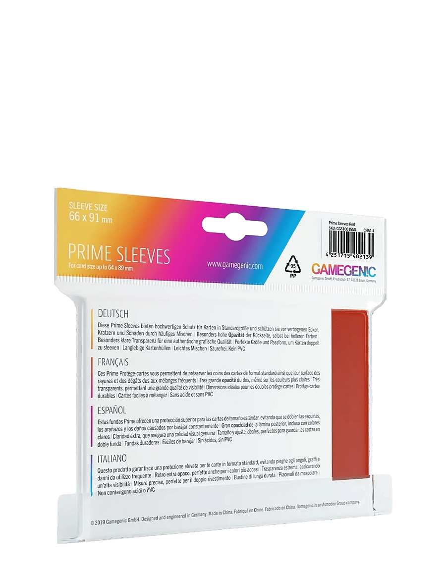 Gamegenic - Prime Sleeves Red - samlarkort - red - 1