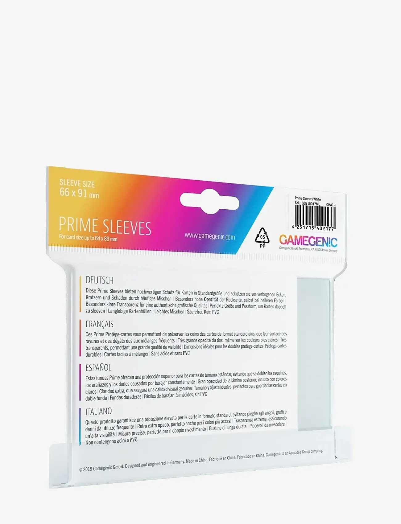 Gamegenic - Prime Sleeves White - samlekort - white - 1