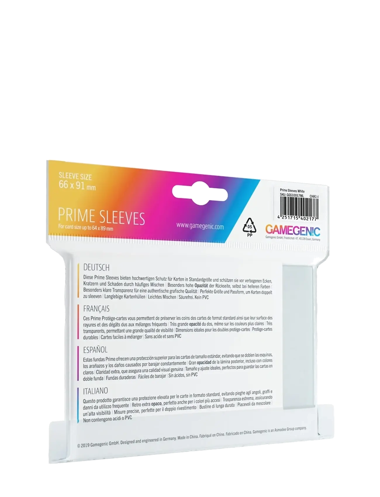 Gamegenic - Prime Sleeves White - samlarkort - white - 1
