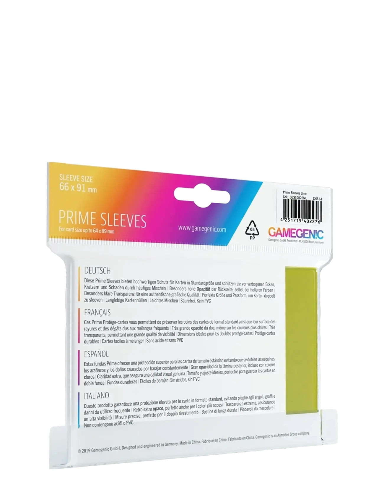 Gamegenic - Prime Sleeves Lime - samlekort - lime - 1