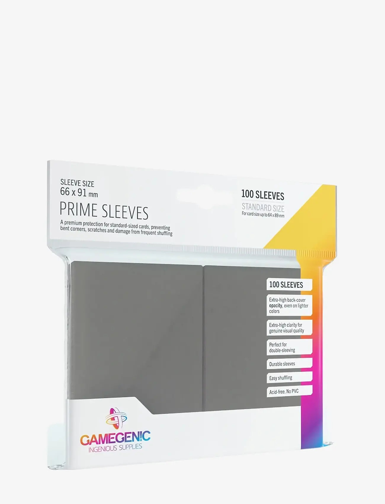 Gamegenic - Prime Sleeves Grey - kortspel - grey - 0