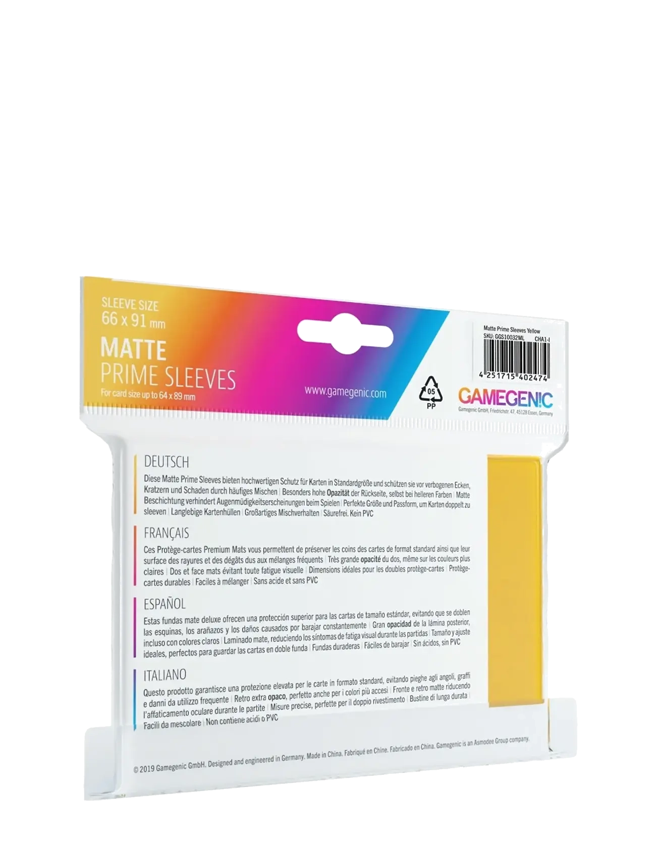 Gamegenic - Matte Prime Sleeves Yellow - najniższe ceny - yellow - 1