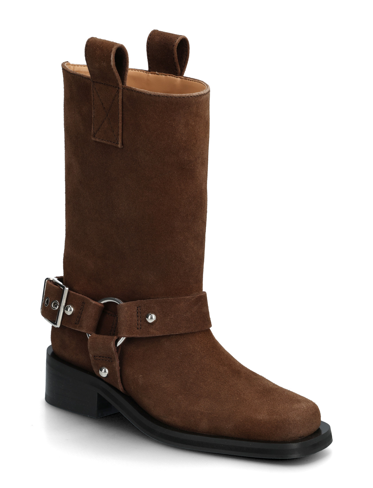 Ganni Mid Shaft Biker Boot Recycled Suede Pelinova - - 36 1
