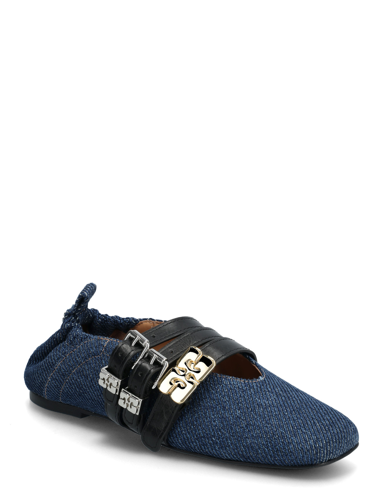 Ganni Sue Triple Ballerina Denim Fringed - - 36 1