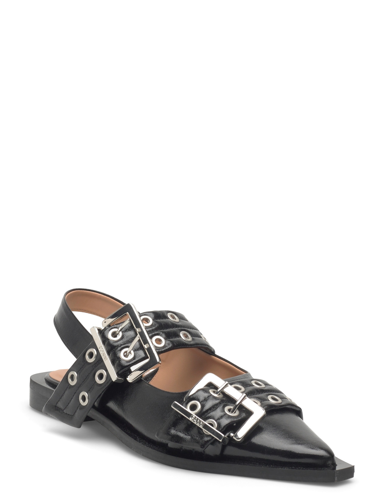 Ganni Feminine Buckle Ballerinas, Kvinder, Spænde Ballerinaer, Sort, Str: 42