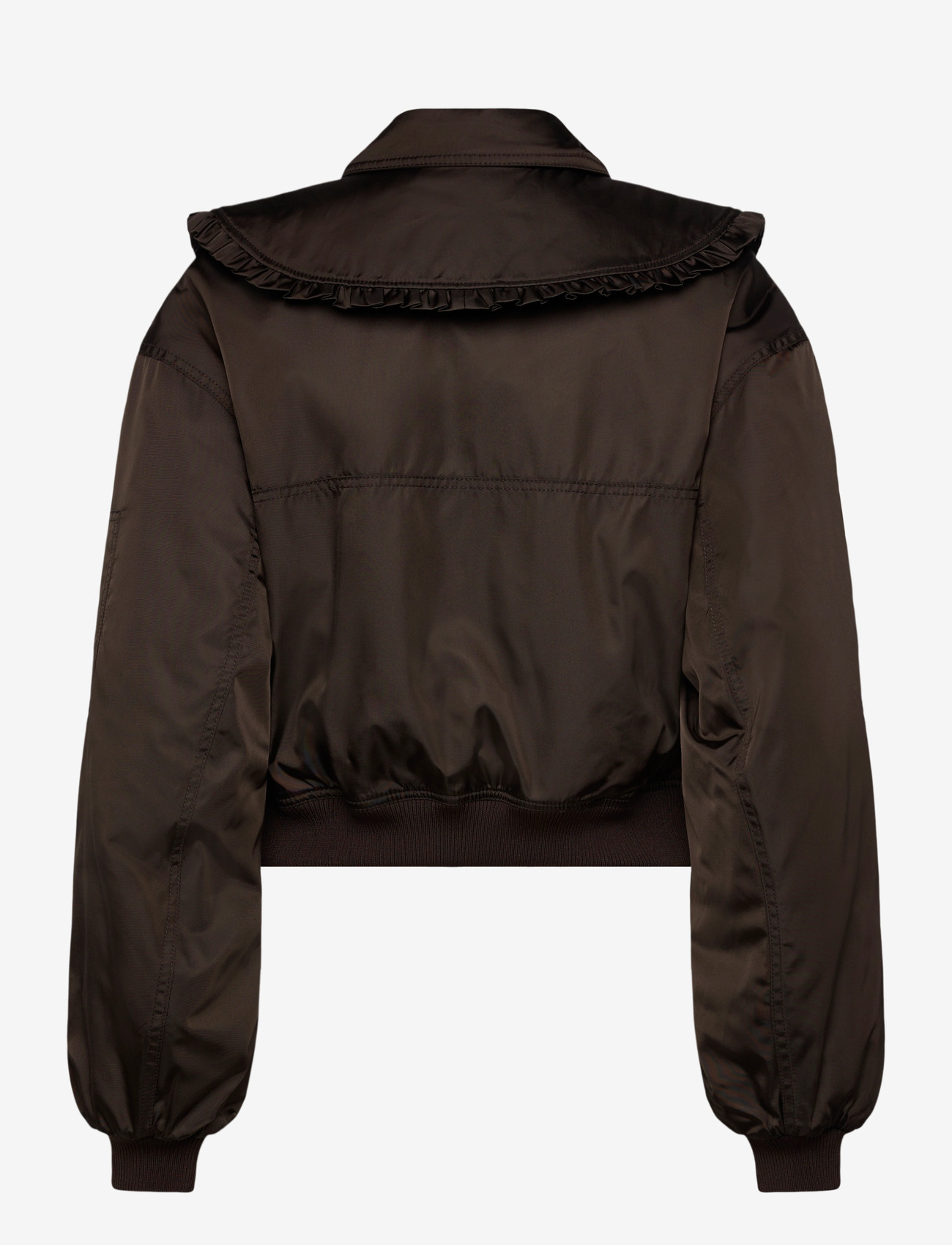 Ganni - Demitasse Duchesse Nylon Bomber Jacke - spring jackets - brown - 1