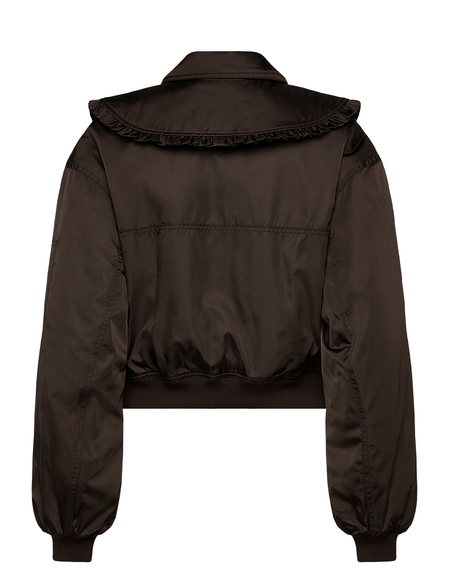 Ganni - Demitasse Duchesse Nylon Bomber Jacke - bomberjakker - brown - 1