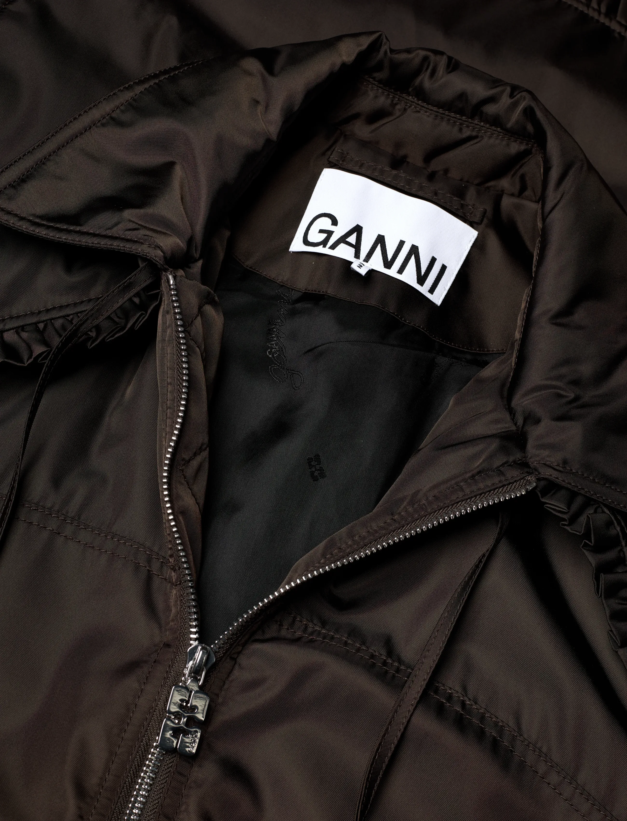 Ganni - Demitasse Duchesse Nylon Bomber Jacke - frühlingsjacken - brown - 2