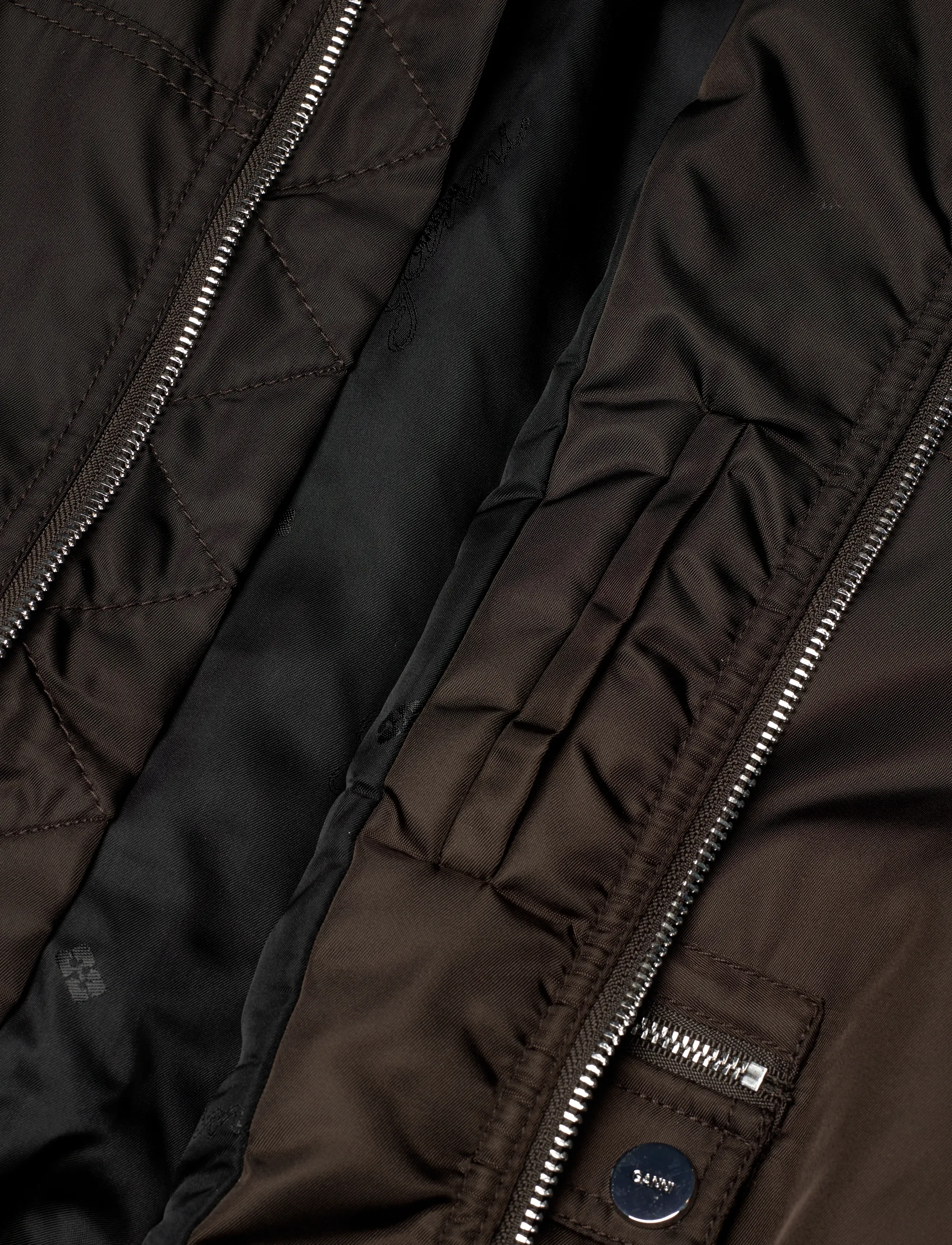 Ganni - Demitasse Duchesse Nylon Bomber Jacke - frühlingsjacken - brown - 4