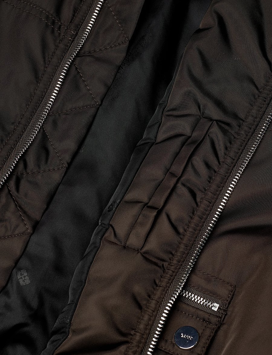 Ganni - Demitasse Duchesse Nylon Bomber Jacke - bomberjakker - brown - 4