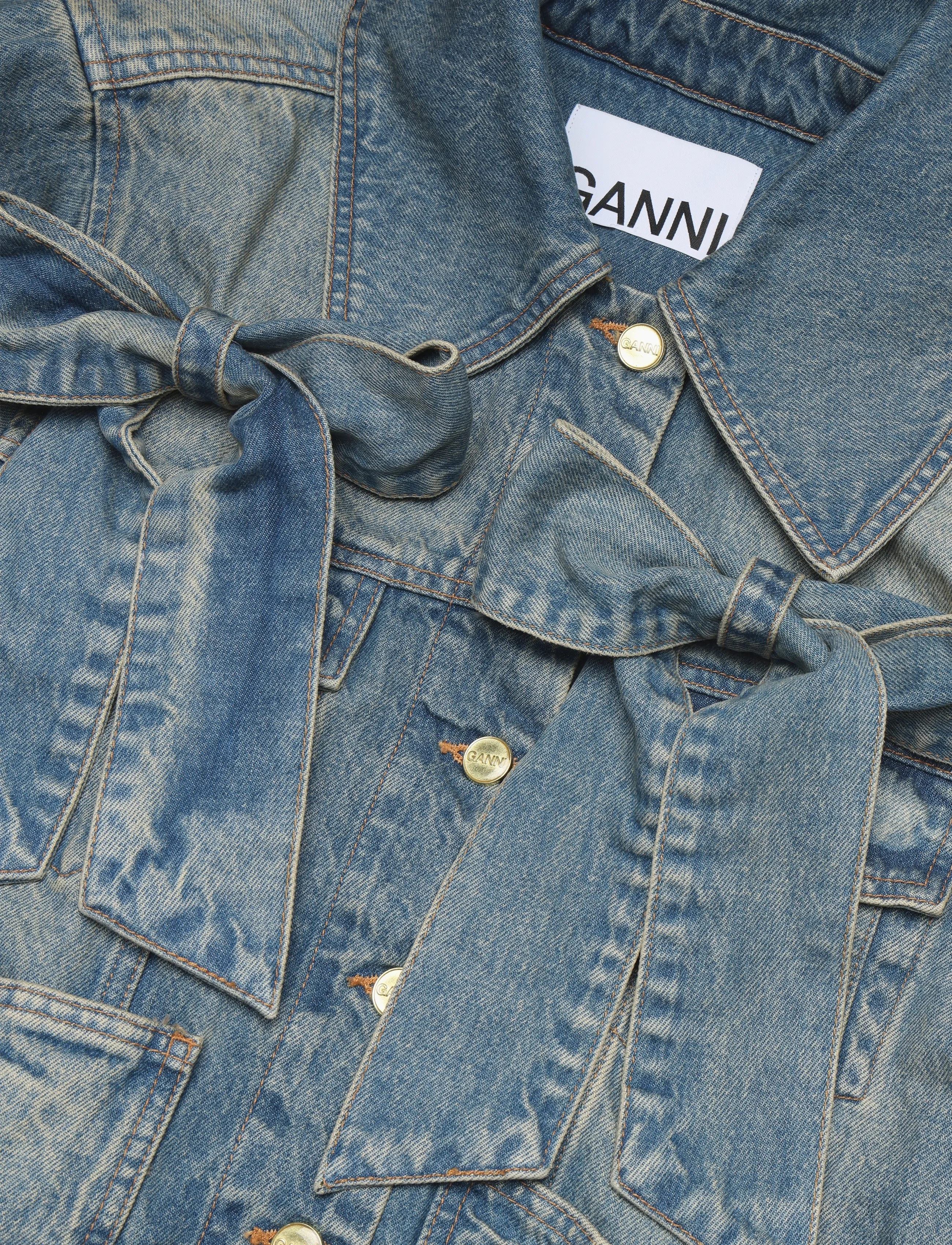Ganni - Ganni Tint Rigid Denim Bow Jacket - blue - 2