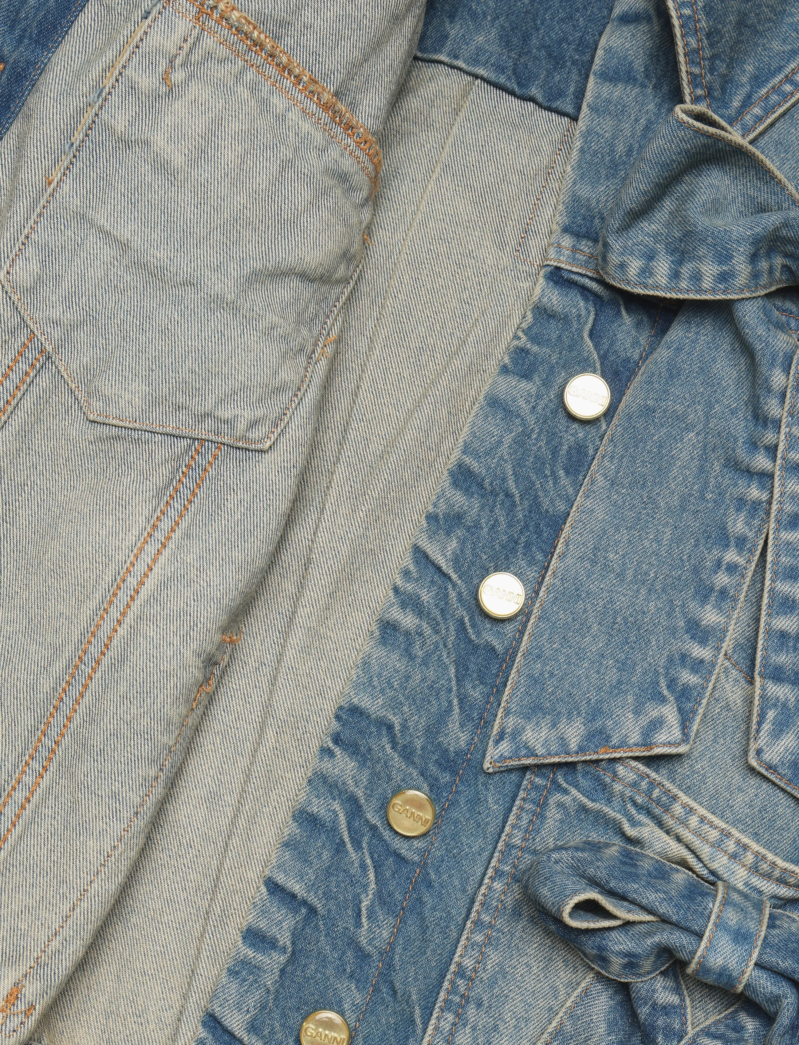 Ganni - Ganni Tint Rigid Denim Bow Jacket - blue - 4