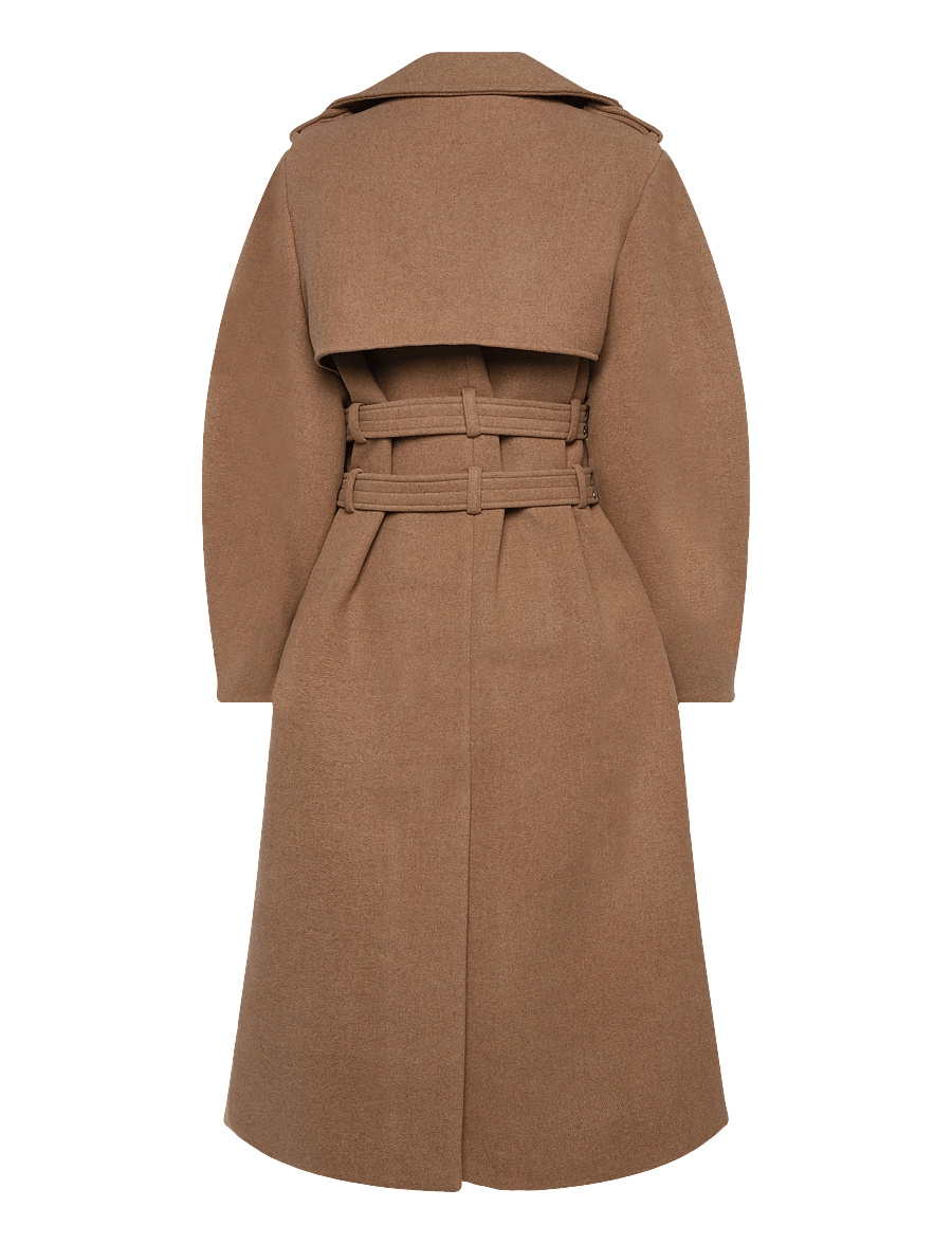 Ganni - Belted Double Breasted Coat - vinterjakker - brown - 1
