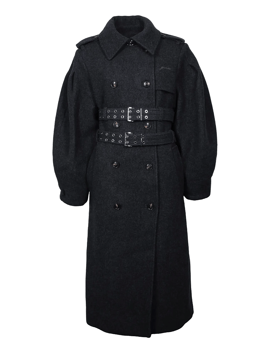 Ganni - Belted Double Breasted Coat - winterjacken - grey - 0