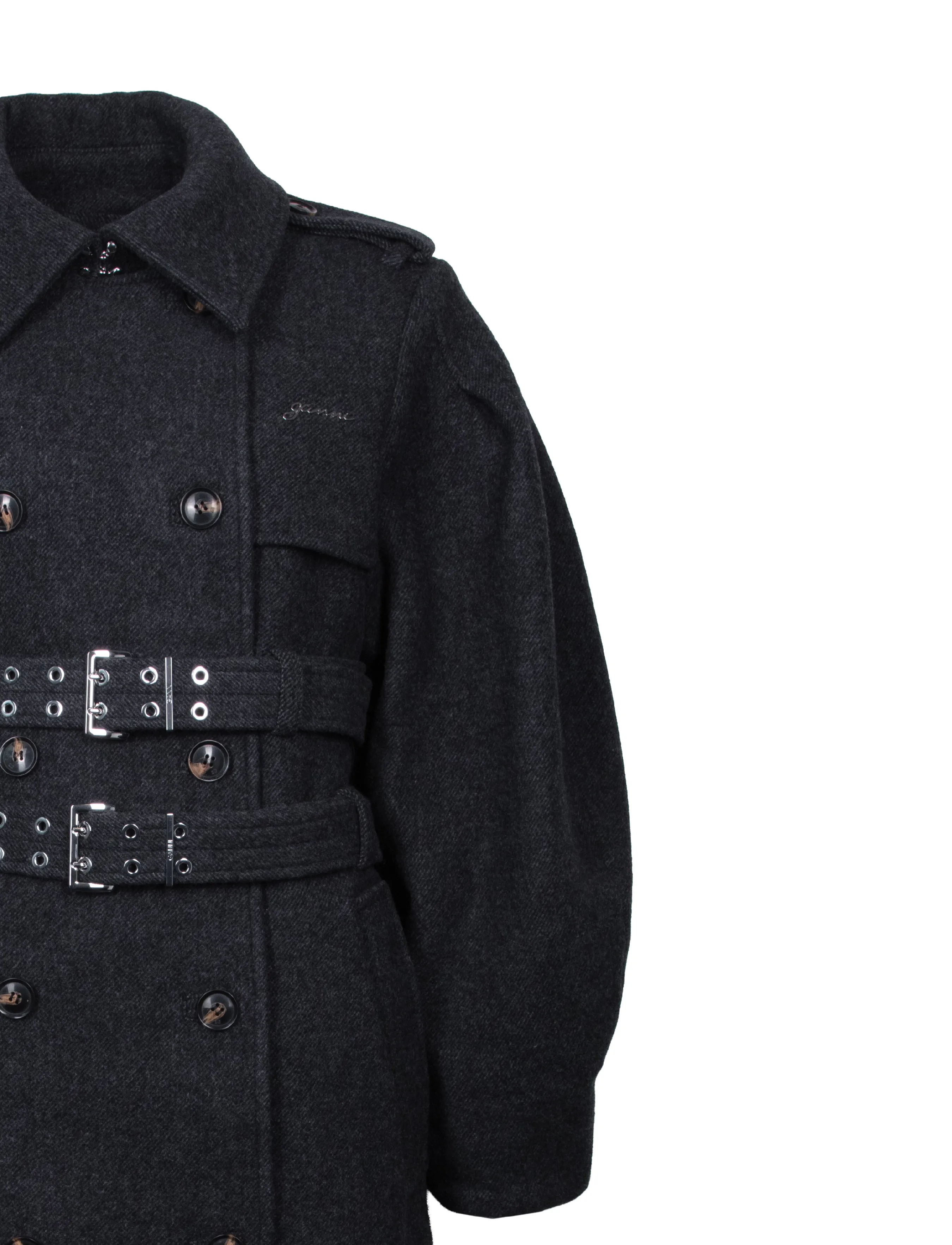 Ganni - Belted Double Breasted Coat - winterjacken - grey - 2
