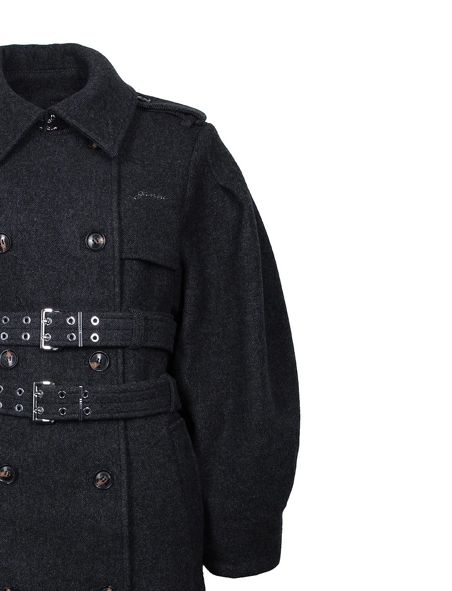 Ganni - Belted Double Breasted Coat - winterjacken - grey - 2