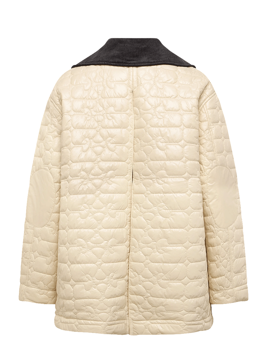 Ganni - Shiny Quilt Midi Jacket - frühlingsjacken - beige - 1