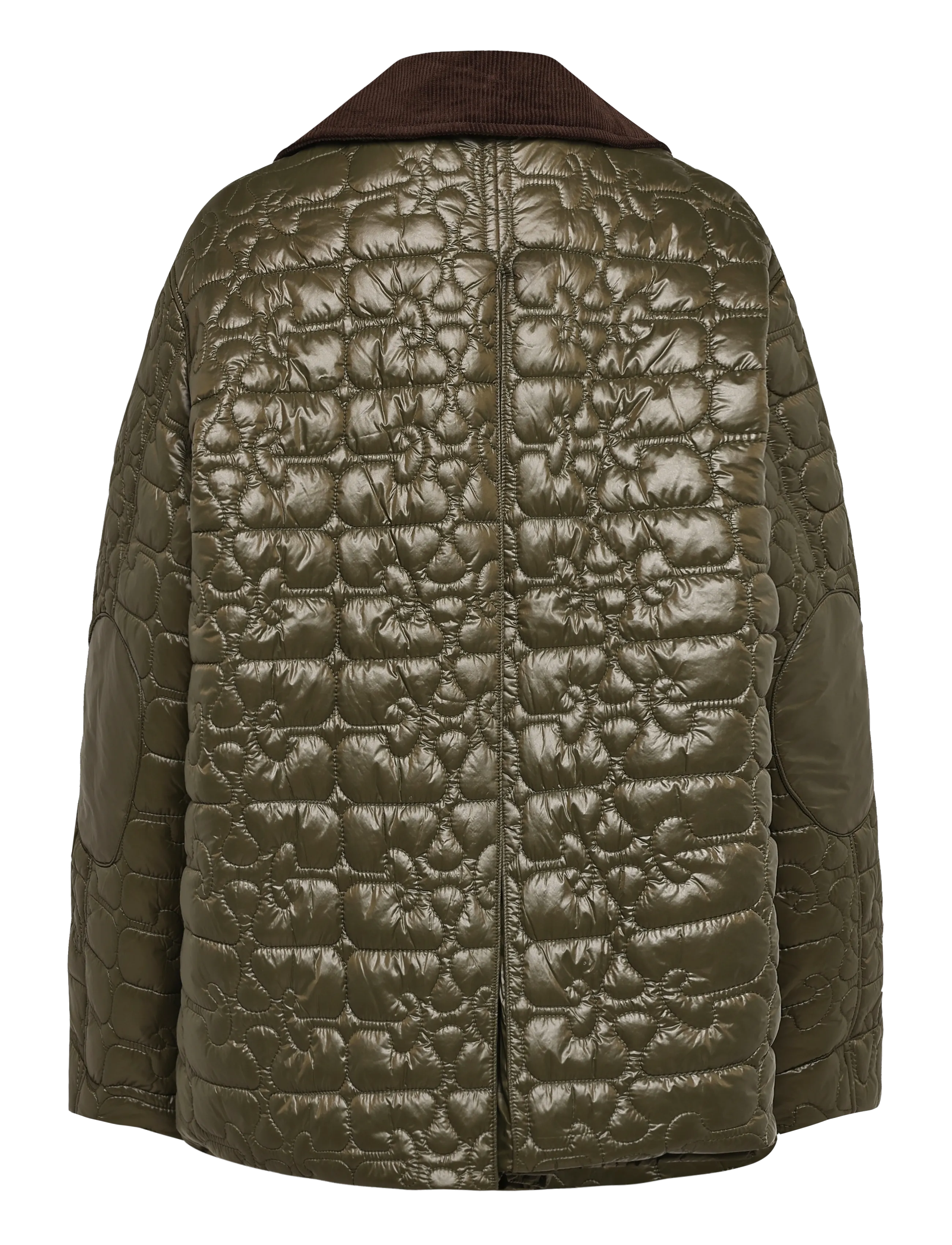 Ganni - Shiny Quilt Midi Jacket - frühlingsjacken - green - 1