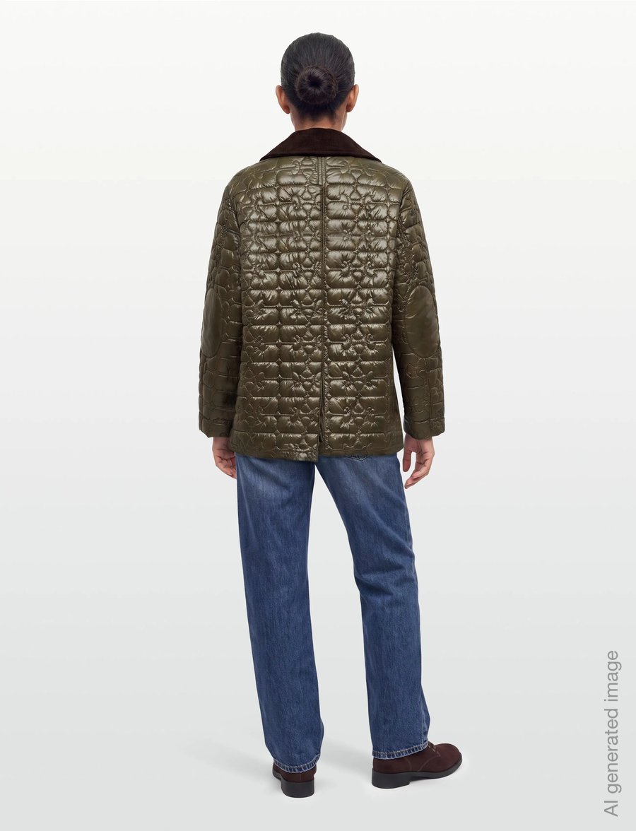 Ganni - Shiny Quilt Midi Jacket - winterjacken - green - 4