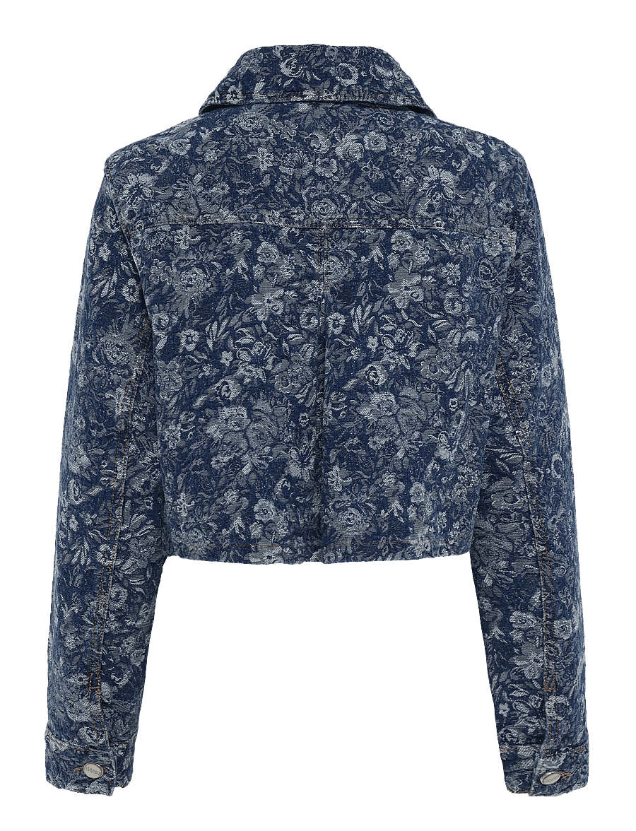 Ganni - Floral Pattern Cropped Denim Jacket - kevadjoped - blue - 1