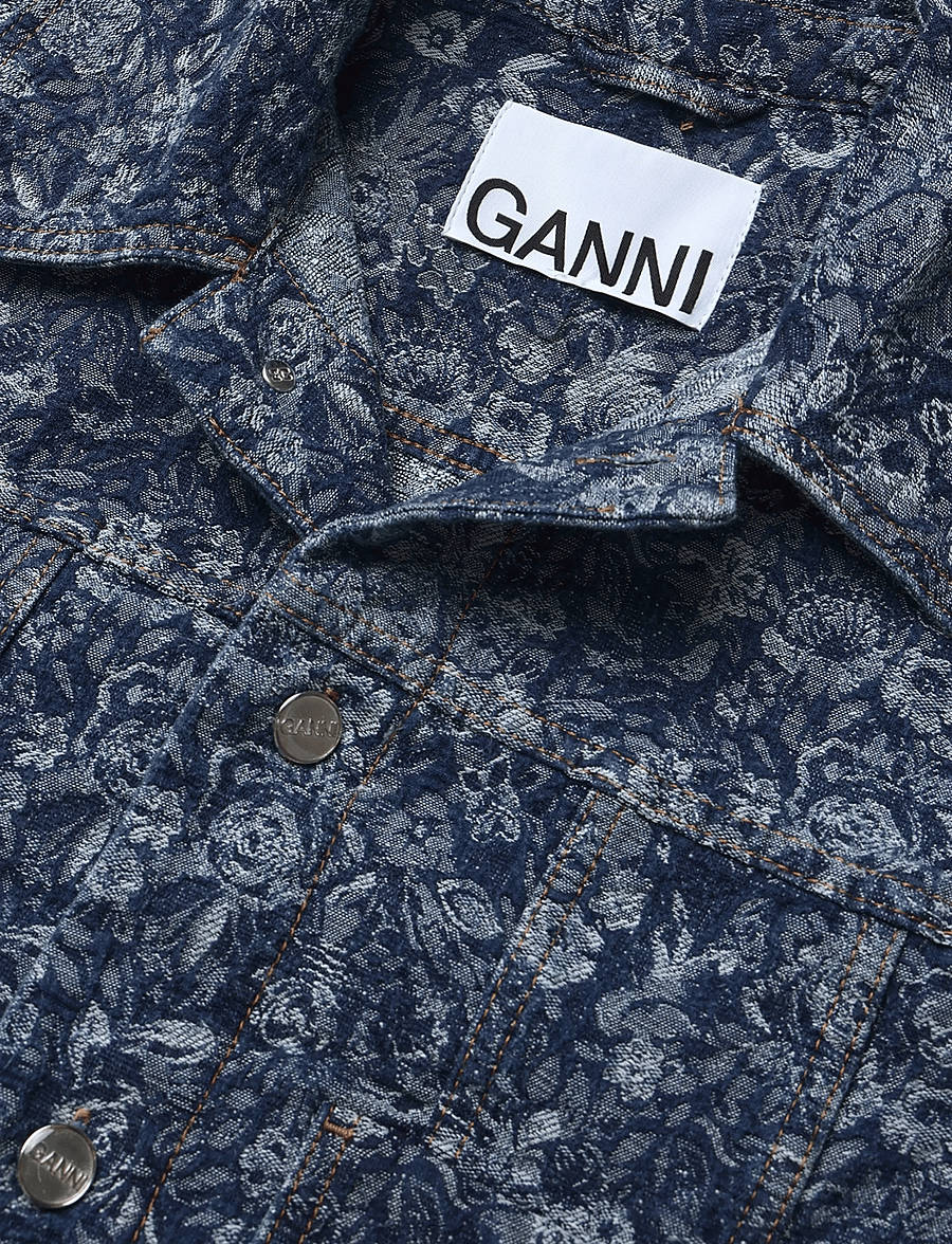 Ganni - Floral Pattern Cropped Denim Jacket - kevadjoped - blue - 2