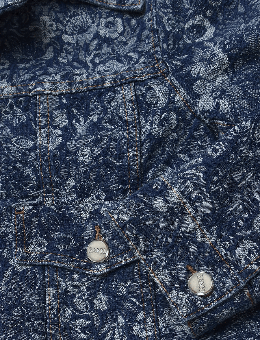 Ganni - Floral Pattern Cropped Denim Jacket - kevadjoped - blue - 3