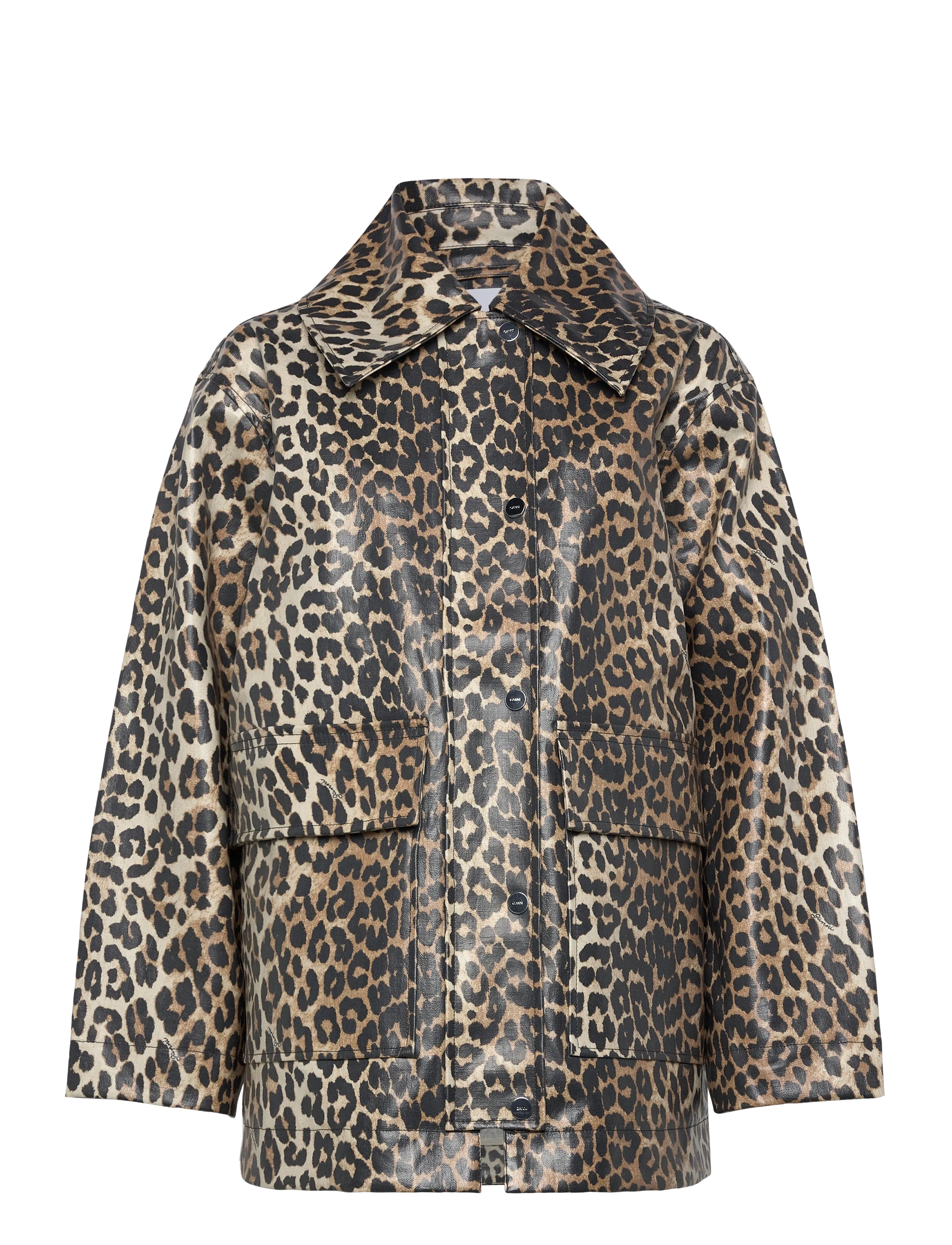 Ganni Ripstop Quilt Coat - Kleidung - BLACK / brown
