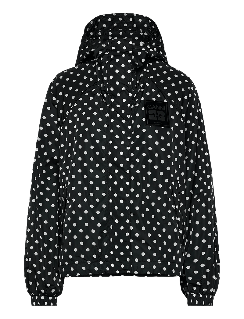 Ganni - Printed Flyweight Nylon Jacket - windjacken - black - 0