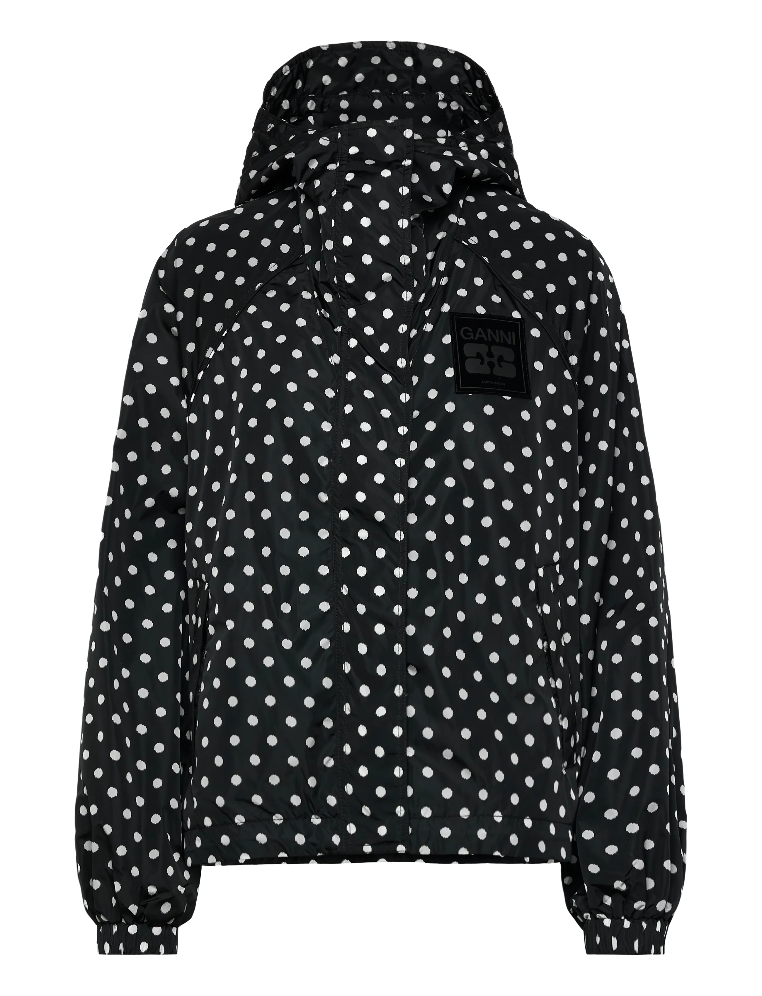 Ganni Printed Flyweight Nylon Jacket - Kleidung - BLACK / black