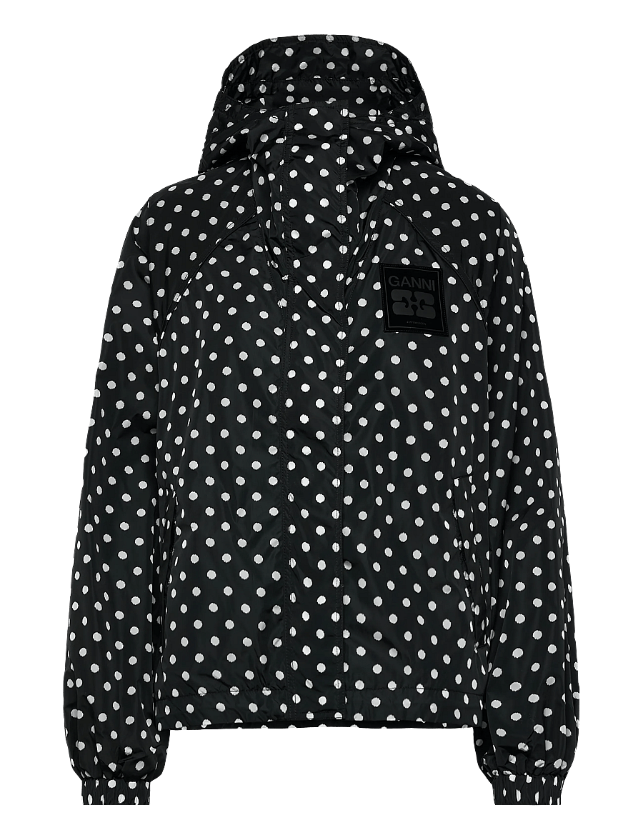 Ganni - Printed Flyweight Nylon Jacket - jackor - black - 0