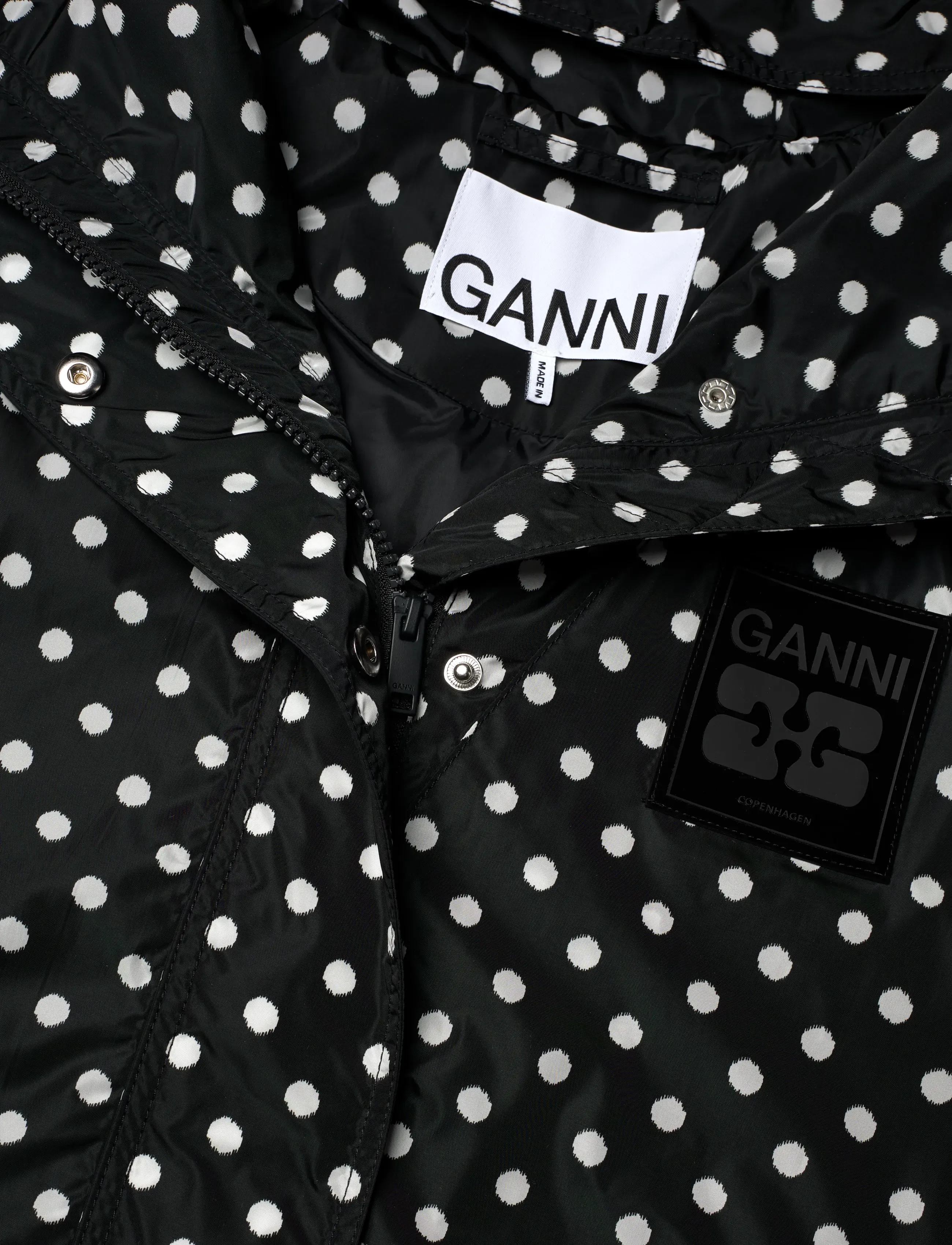 Ganni - Printed Flyweight Nylon Jacket - jackor - black - 2