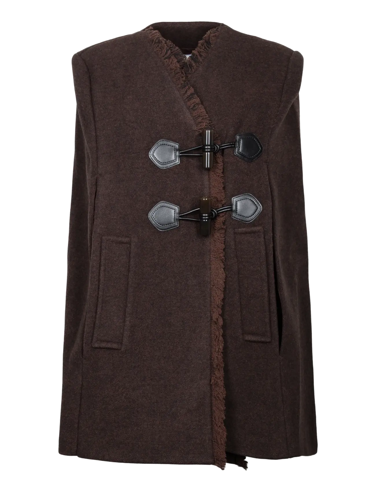 Ganni Cape in Brown Wool - Wollmäntel - BROWN / brown