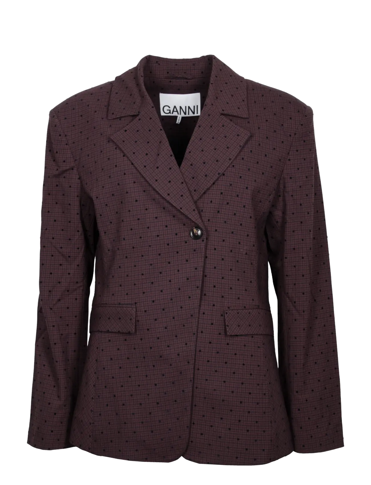 Ganni Single Breasted Polka Dot Blazer, 40, Braun - Frauen