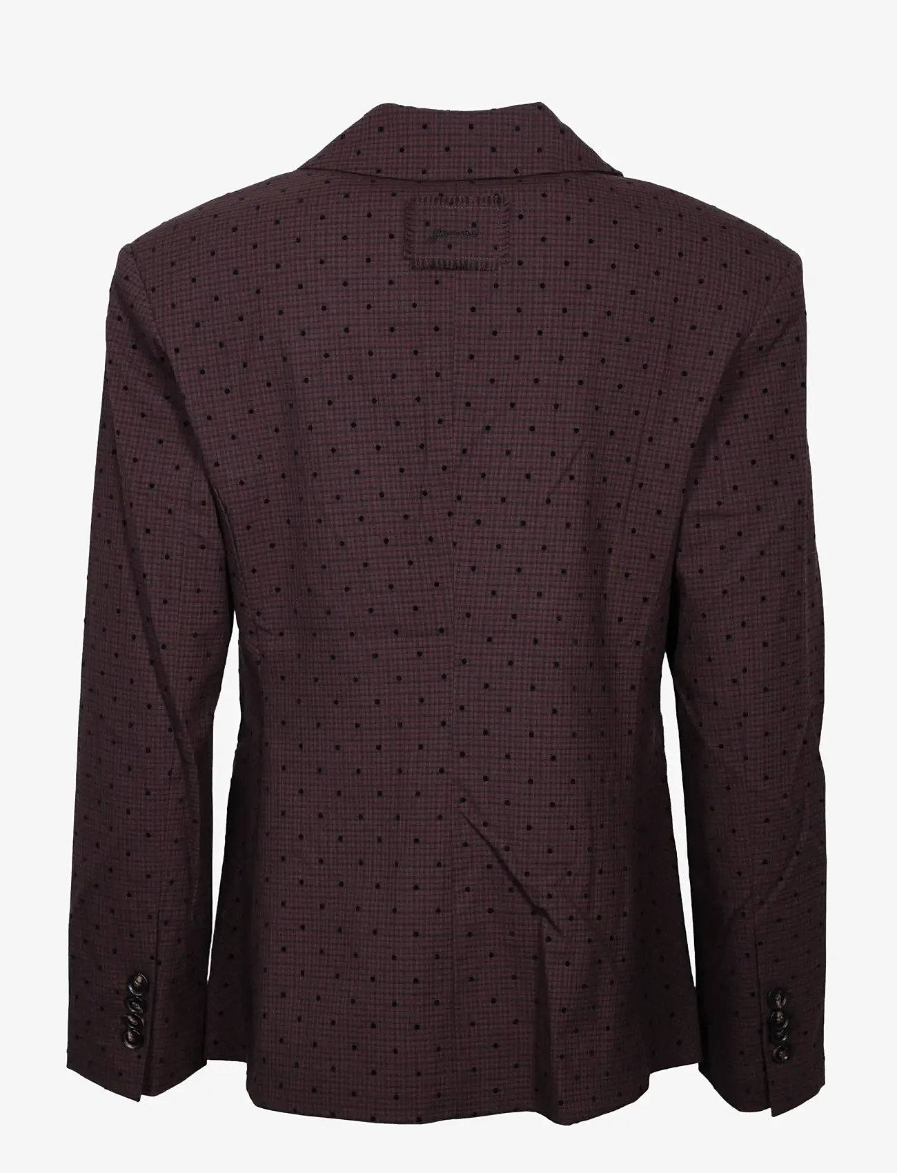 Ganni - Flock Check Suiting Blazer - enkeltradede blazere - brown - 1