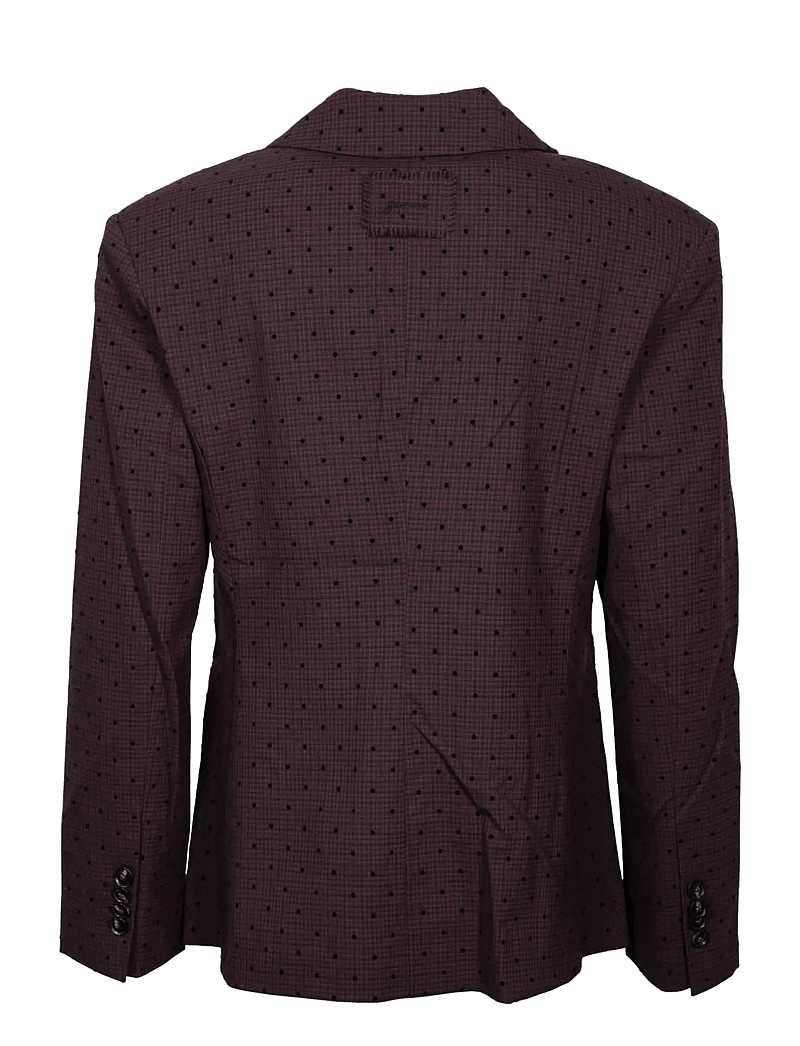 Ganni - Flock Check Suiting Blazer - enkeltradede blazere - brown - 1