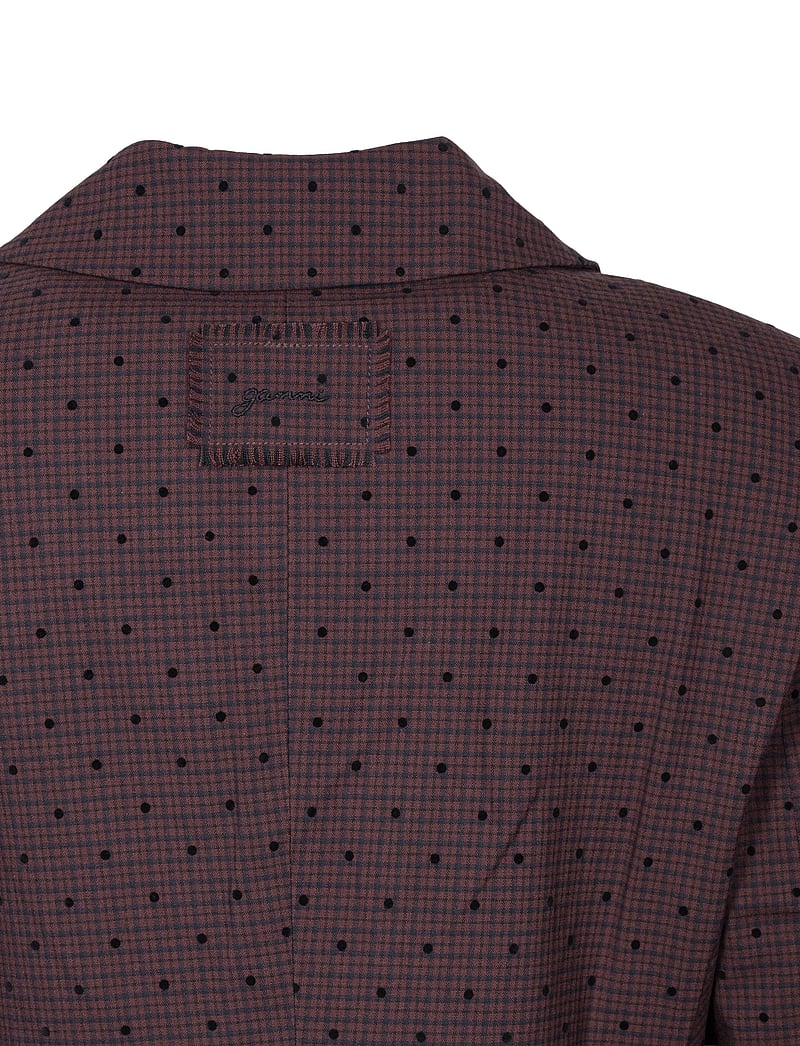 Ganni - Flock Check Suiting Blazer - enkeltradede blazere - brown - 2