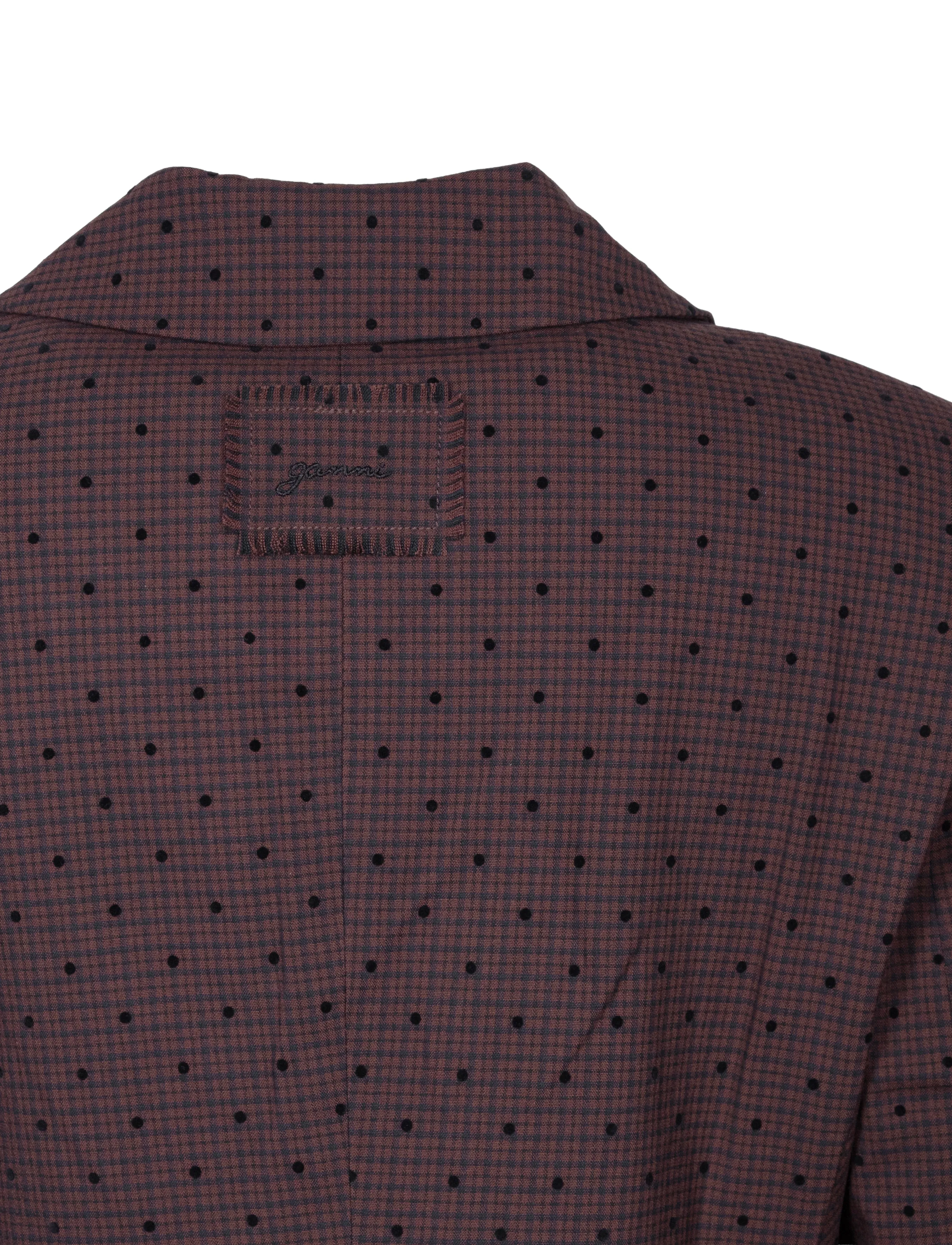 Ganni - Flock Check Suiting Blazer - Žaketes ar vienrindas pogājumu - brown - 2