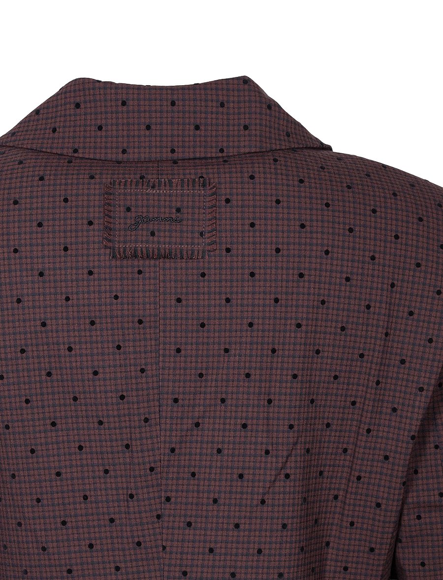Ganni - Flock Check Suiting Blazer - blazers à fermeture droite - brown - 2