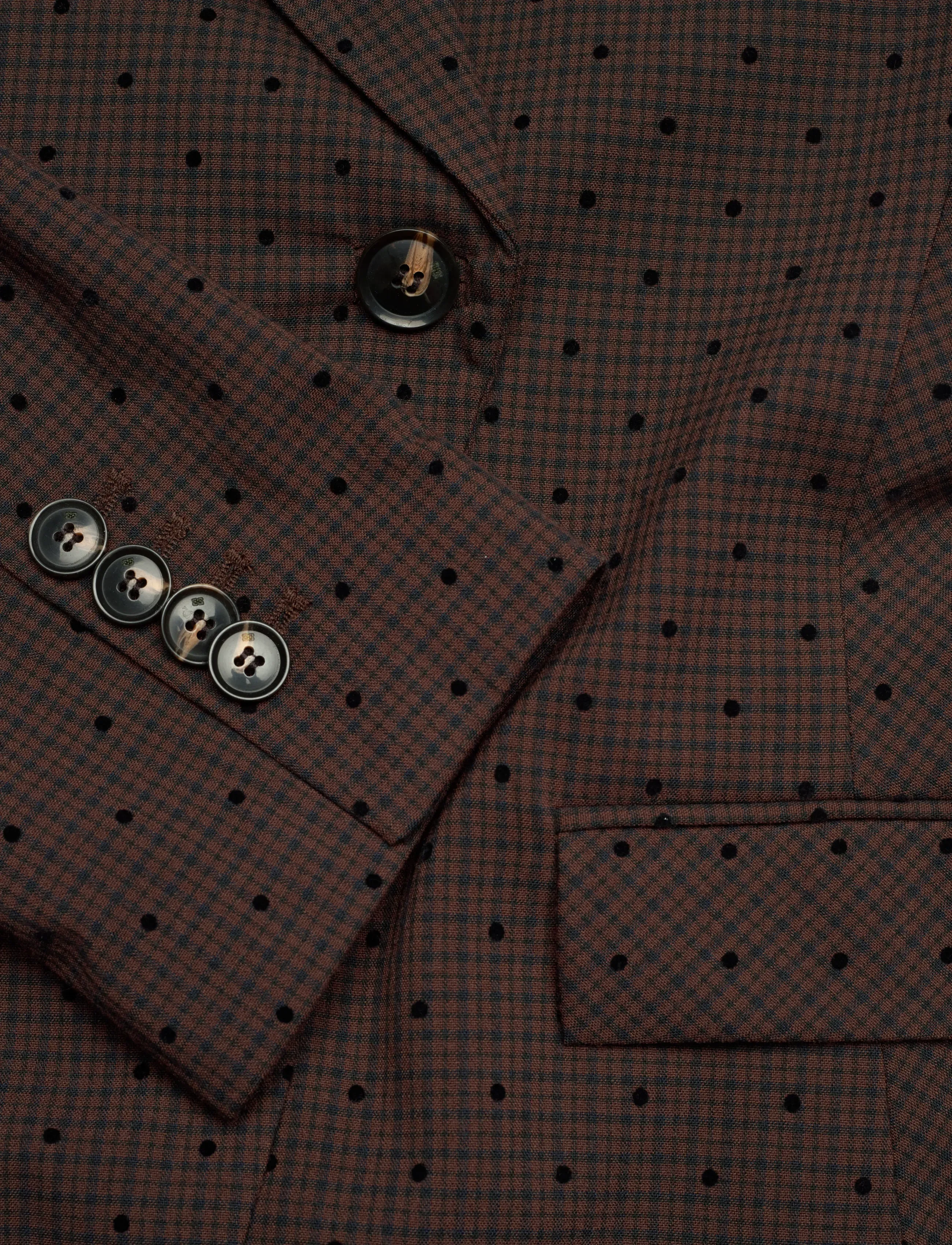 Ganni - Flock Check Suiting Blazer - Žaketes ar vienrindas pogājumu - brown - 3