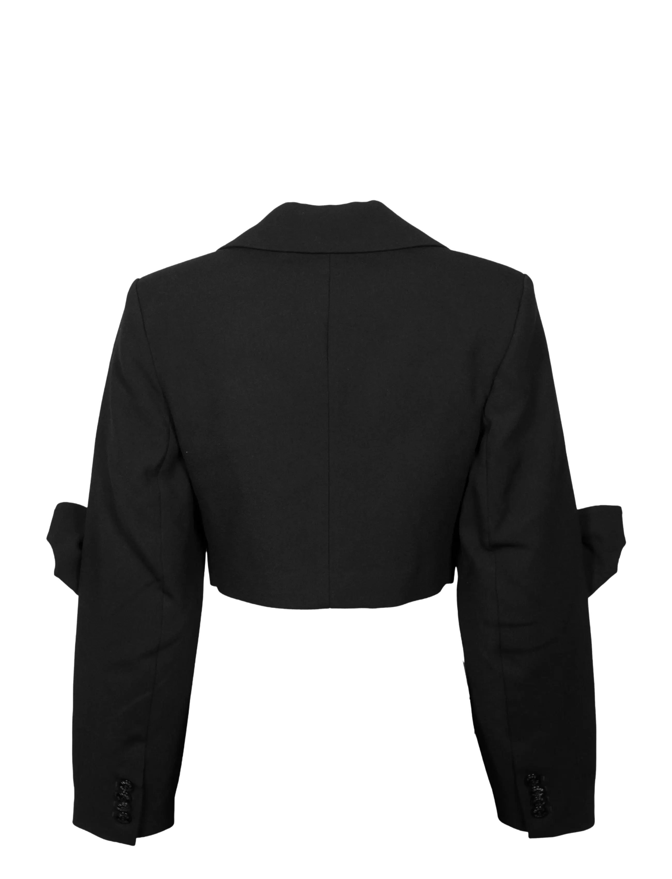 Ganni - Bonded Crepe Cropped Blazer - black - 1