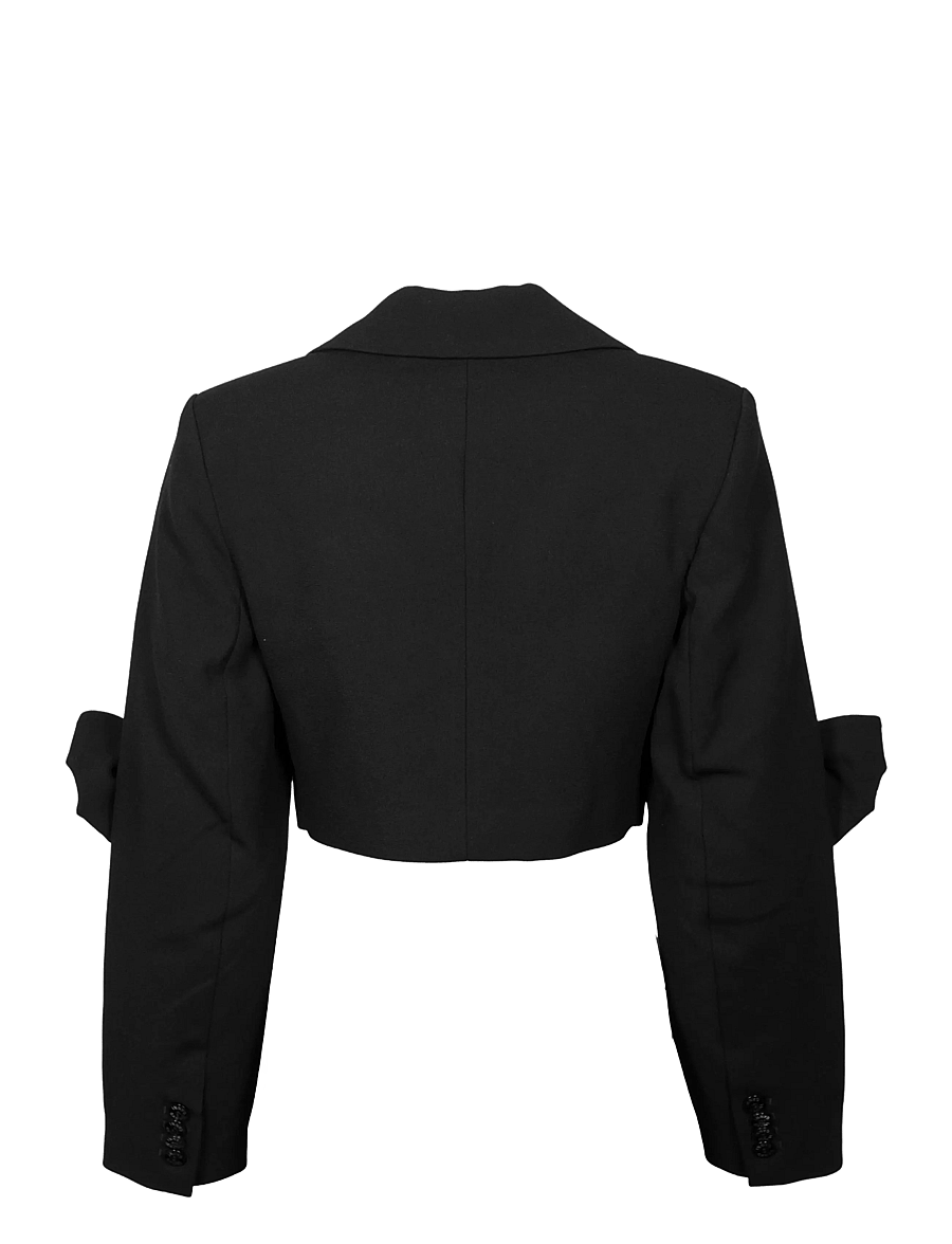 Ganni - Bonded Crepe Cropped Blazer - cropped blazers - black - 1