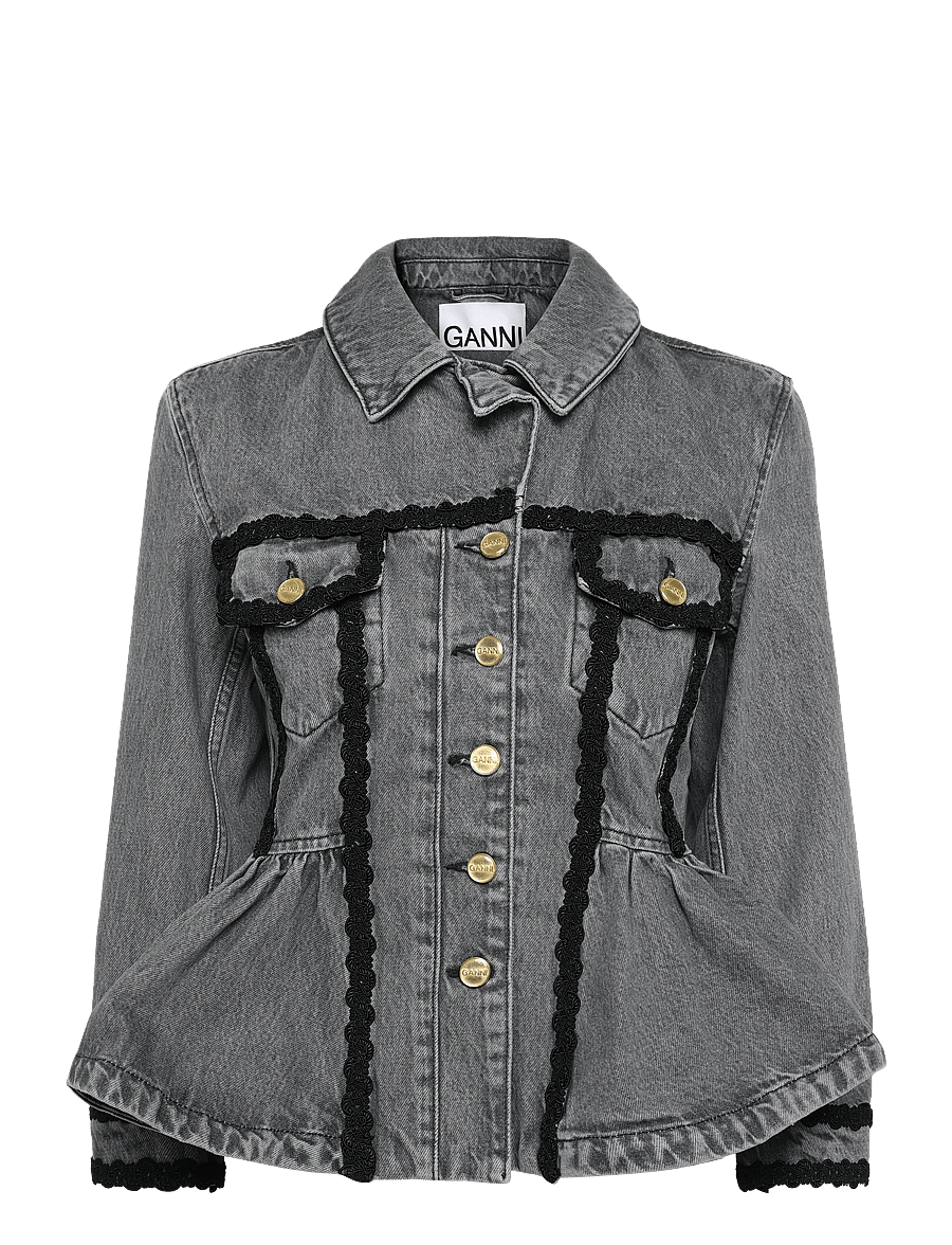 Ganni - Rigid Denim Jacket - frühlingsjacken - grey - 0