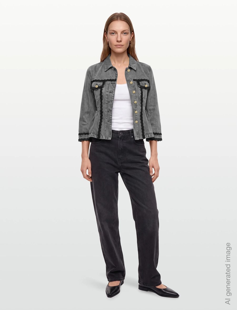 Ganni - Rigid Denim Jacket - jeansjacken - grey - 0