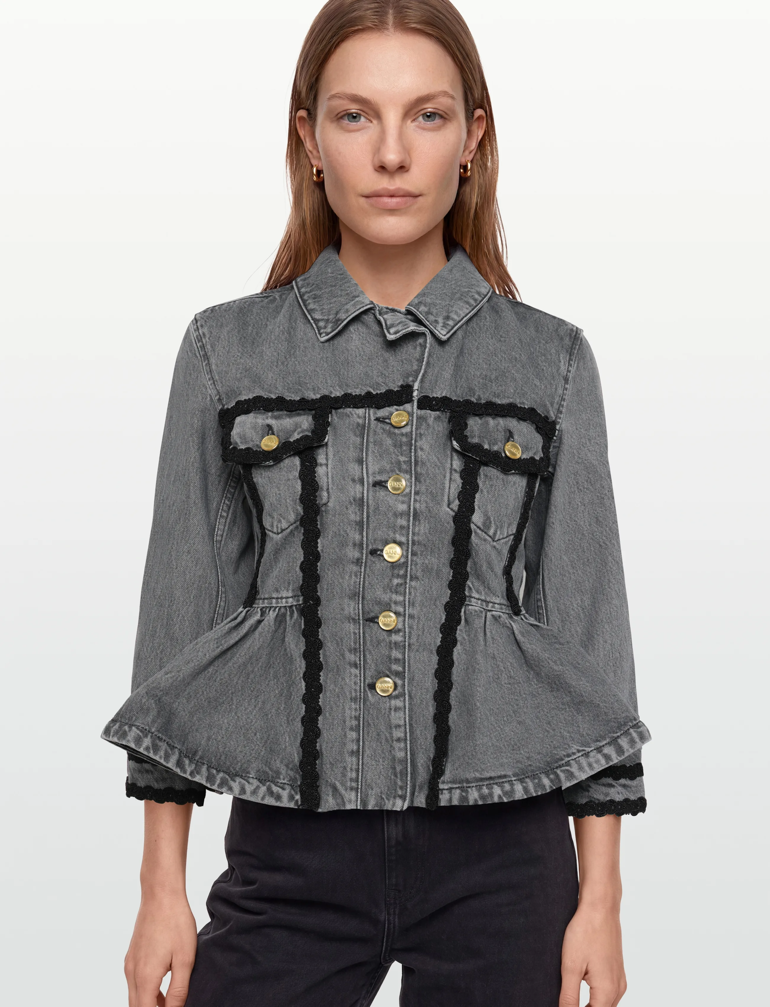 Ganni - Rigid Denim Jacket - jeansjacken - grey - 3