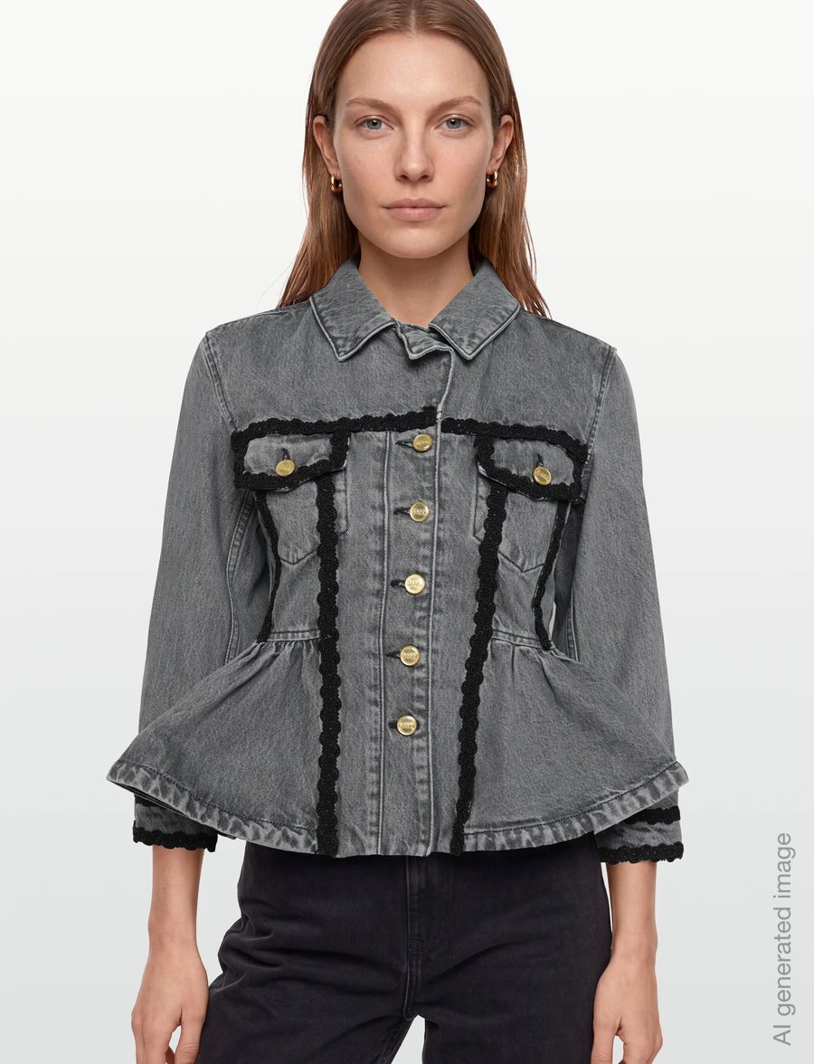 Ganni - Rigid Denim Jacket - jeansjacken - grey - 3