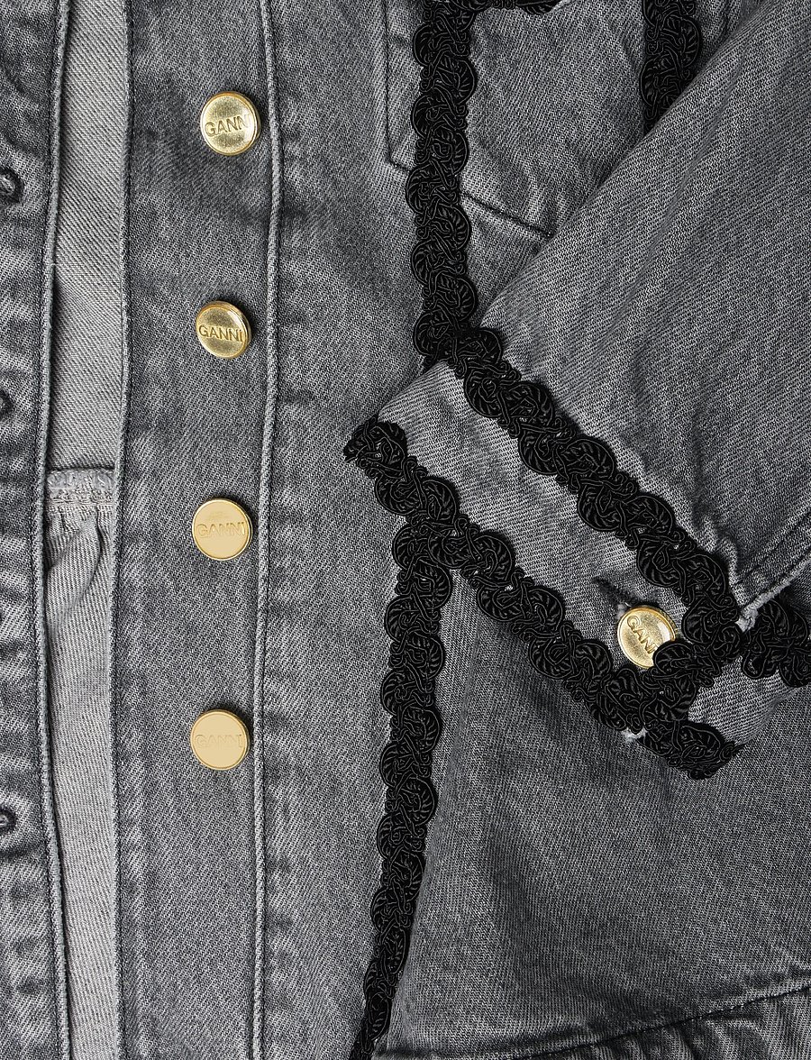 Ganni - Rigid Denim Jacket - frühlingsjacken - grey - 3
