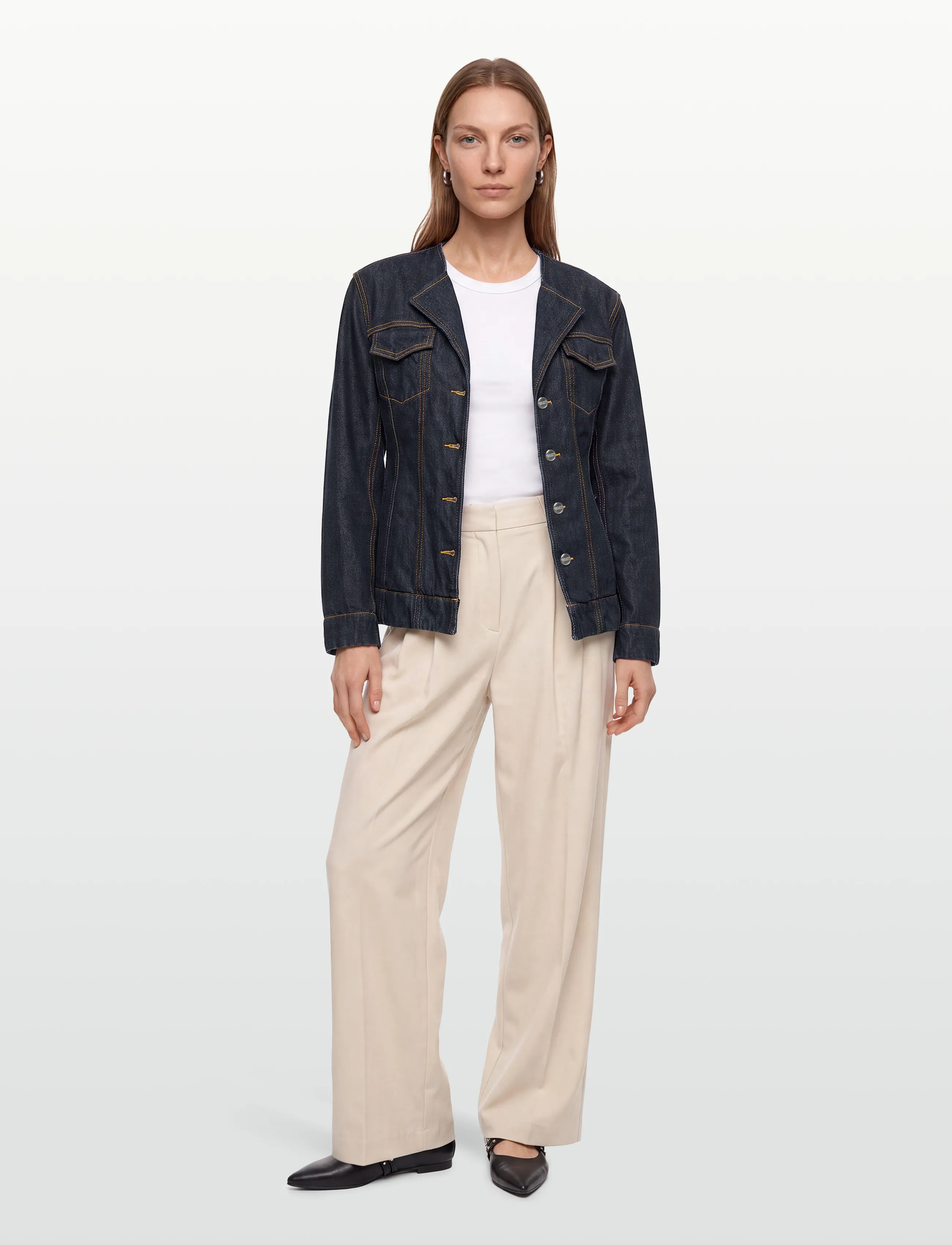 Ganni Dark Rinse Denim Blazer, 34, Blue, Blazere > Enkeltradede Blazere, Dame