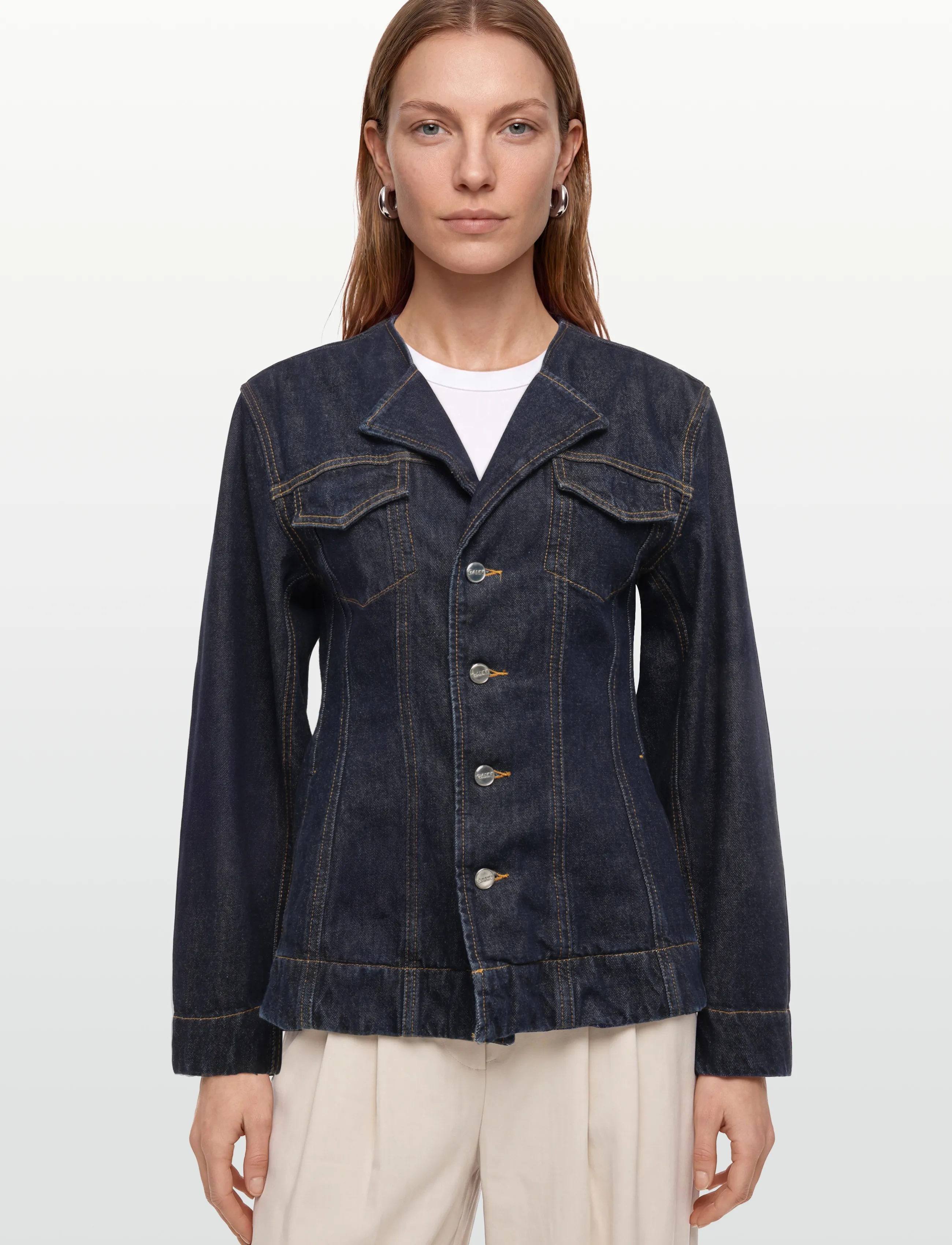 Ganni - Dark Rinse Denim Blazer - einreihige blazer - blue - 3