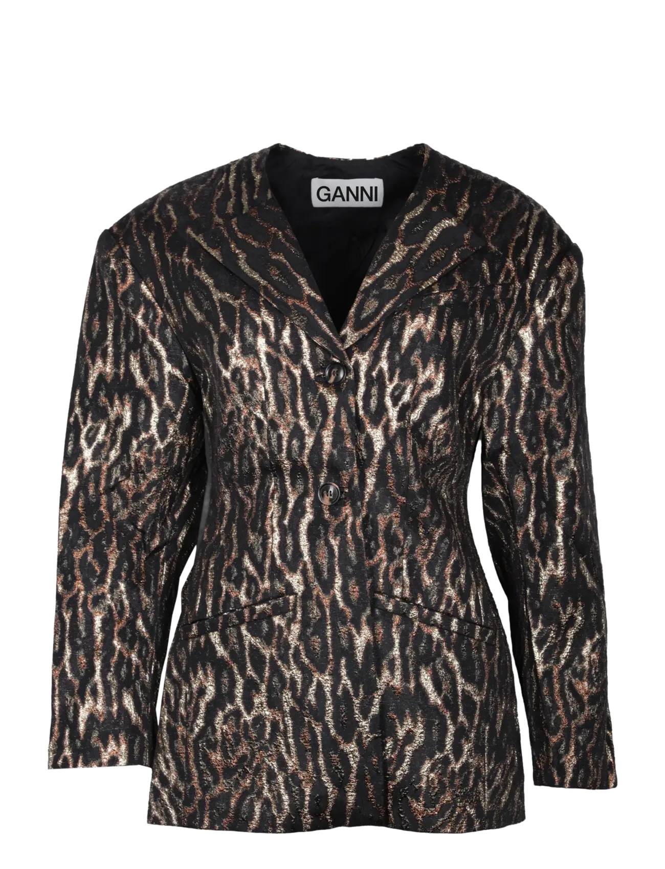 Ganni Animal Print Blazer, 34, Braun - Single Breasted Frauen